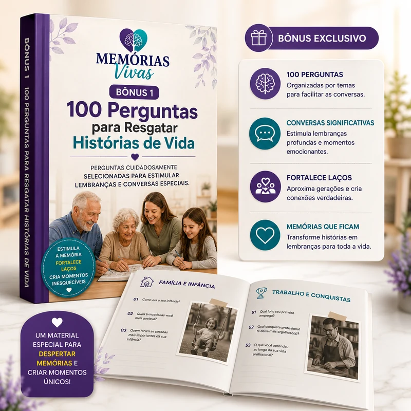 Capa do bônus 1: 100 Perguntas para Resgatar Histórias de Vida