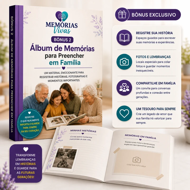 Capa do bônus 2: Álbum de Memórias para Preencher em Família